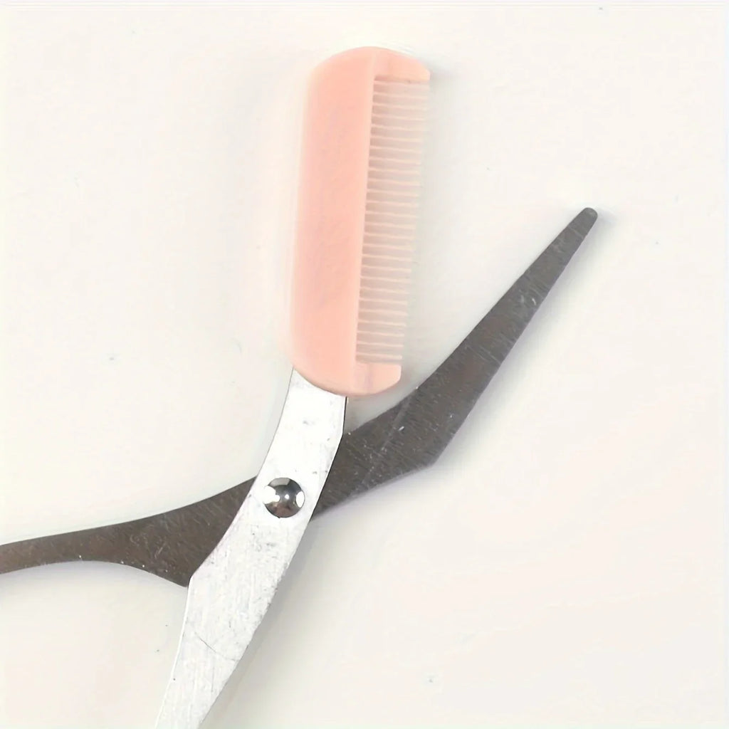 Eyebrow Trimming Scissors with Built-In Comb — Stainless Steel Grooming Tool