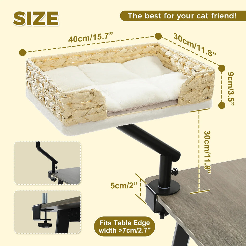 Lit Perchoir Chat 360° Rotatif – Support Bureau Confortable