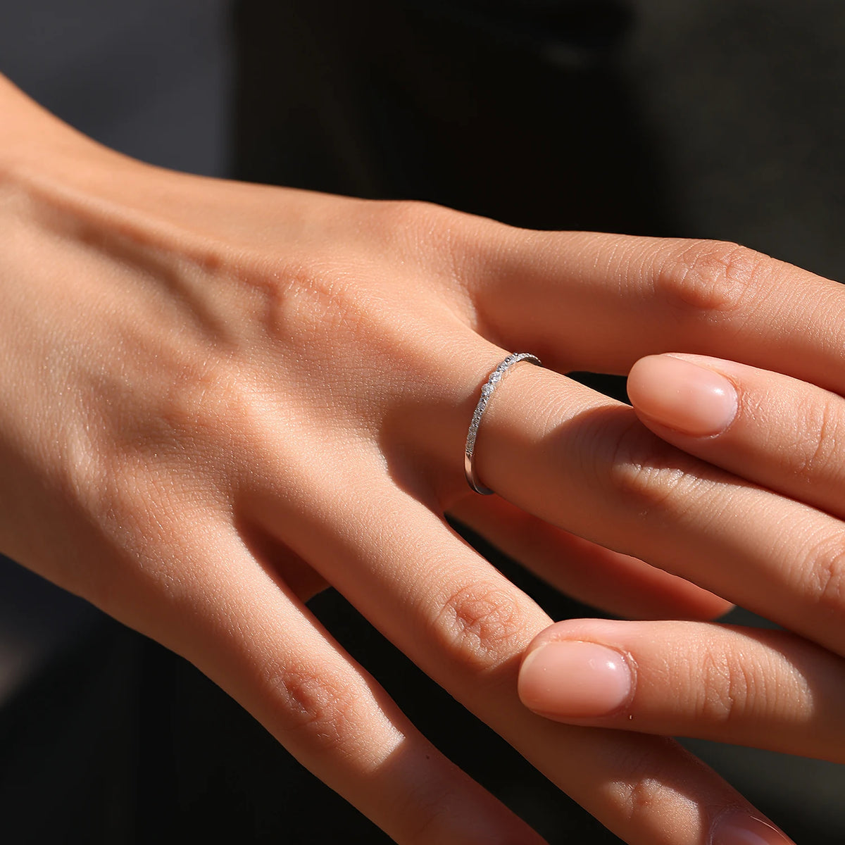 MODIAN Moissanite Rings 925 Sterling Silver Minimalist Lab Diamond Thin Ring Stackable Daily Wear Ring For Women Fine Jewelry
