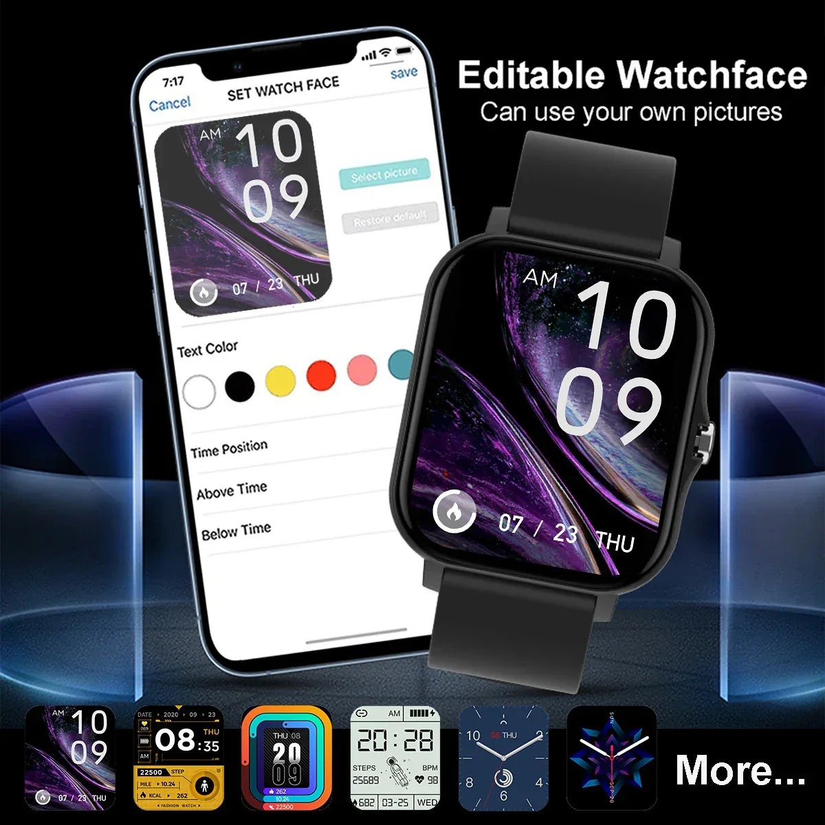 D20 Smart Watch — Heart Rate & Sleep Monitor, Bluetooth