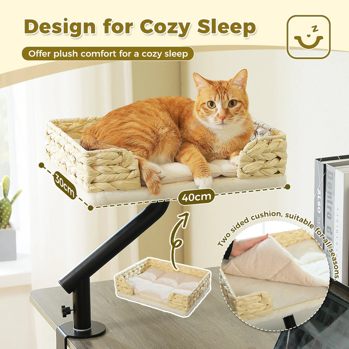 Lit Perchoir Chat 360° Rotatif – Support Bureau Confortable