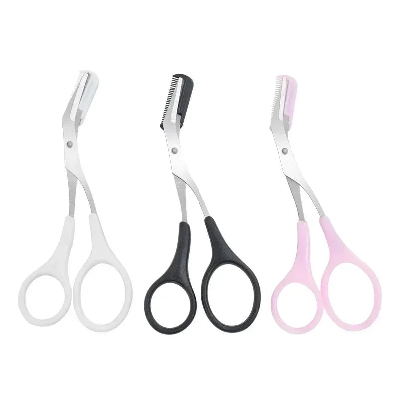 Eyebrow Trimming Scissors with Built-In Comb — Stainless Steel Grooming Tool
