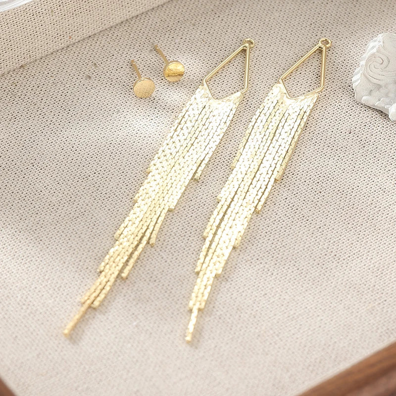 Fashion Exquisite Golden Color Tassel Earrings Women's Shining Elegant Earring Daily Party Banquet Jewelry Accessories Crafts