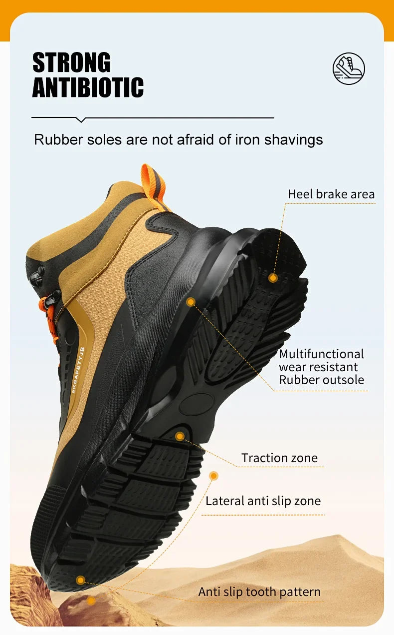 Outdoors Indestructible Shoes Work Boots Steel Toe Shoes Men Safety