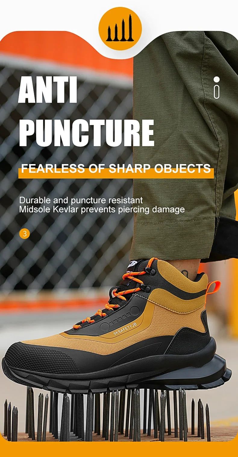 Outdoors Indestructible Shoes Work Boots Steel Toe Shoes Men Safety