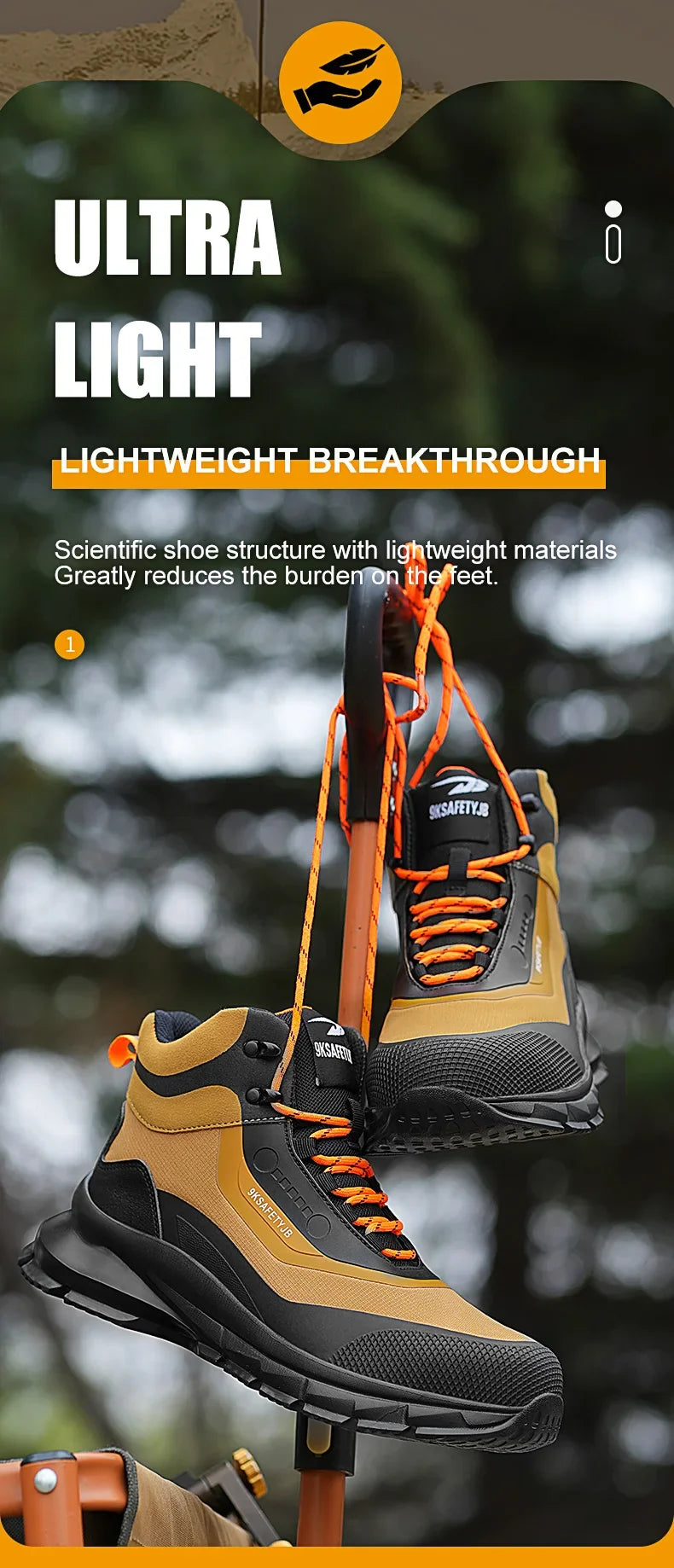 Outdoors Indestructible Shoes Work Boots Steel Toe Shoes Men Safety