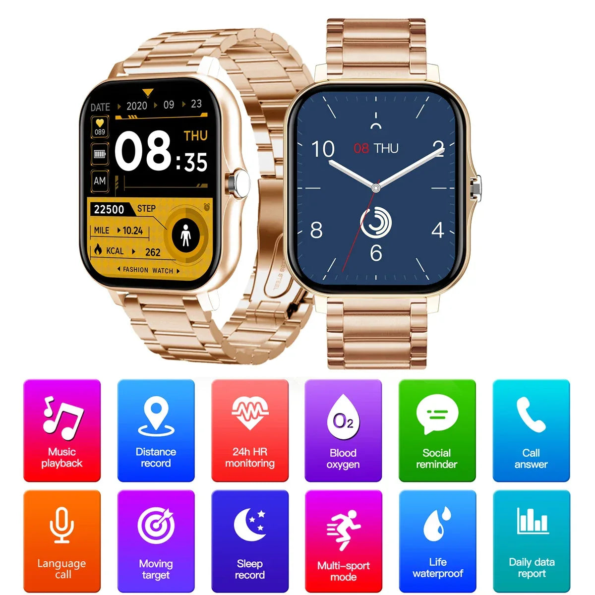 D20 Smart Watch — Heart Rate & Sleep Monitor, Bluetooth