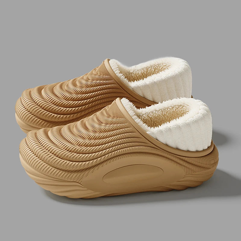 Women's Chunky Platform Slippers - Waterproof Winter Slides
