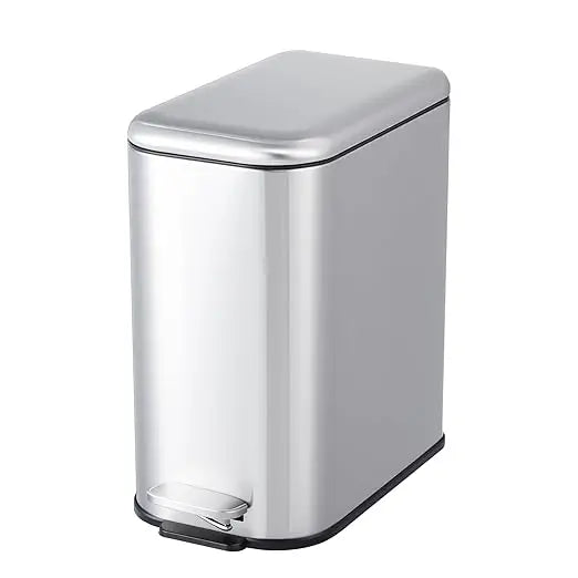 Slim Trash Can, Step Garbage Can Stainless Steel Recycling Bin Waste Container with Removable Inner Bucket for Kitchen, Bathroo