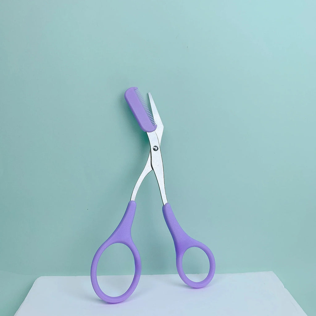 Eyebrow Trimming Scissors with Built-In Comb — Stainless Steel Grooming Tool