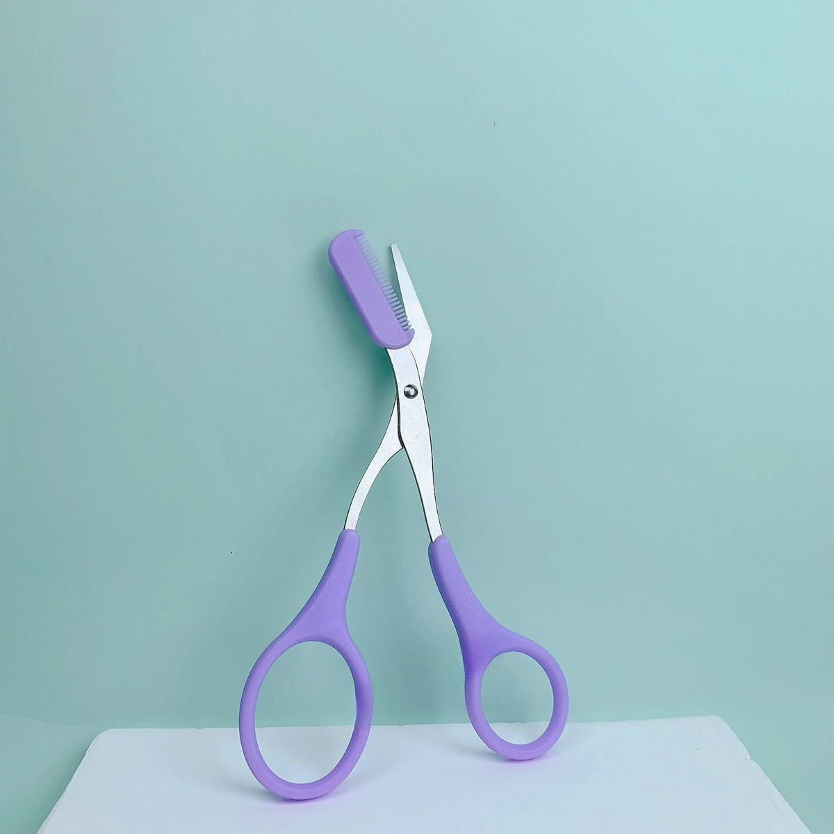 Eyebrow Trimming Scissors with Built-In Comb — Stainless Steel Grooming Tool