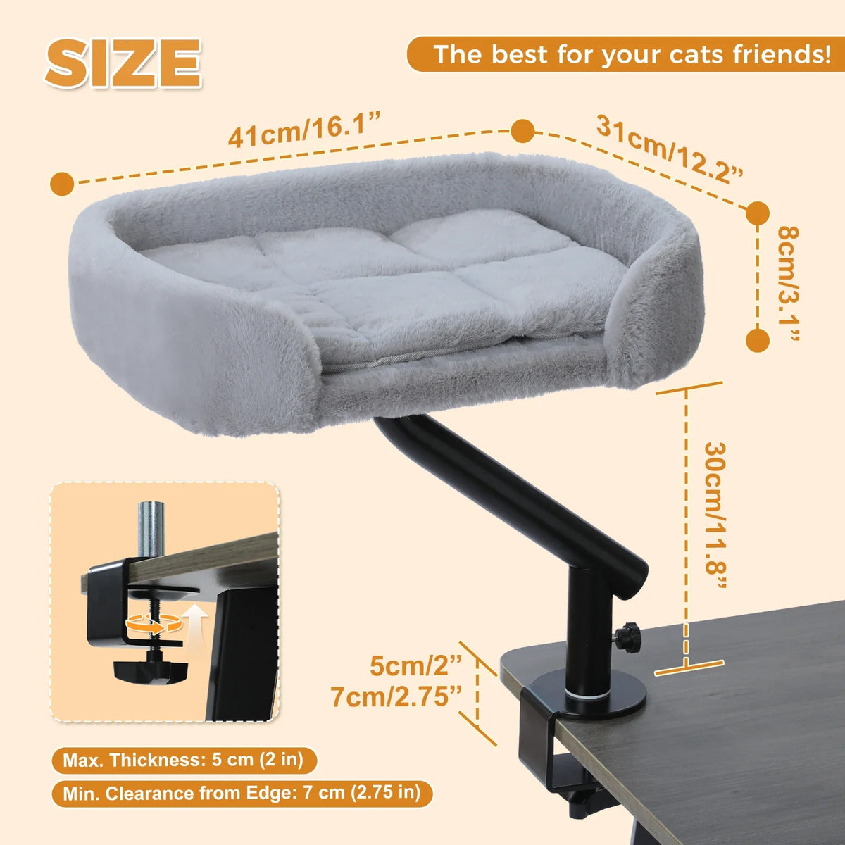 Lit Perchoir Chat 360° Rotatif – Support Bureau Confortable