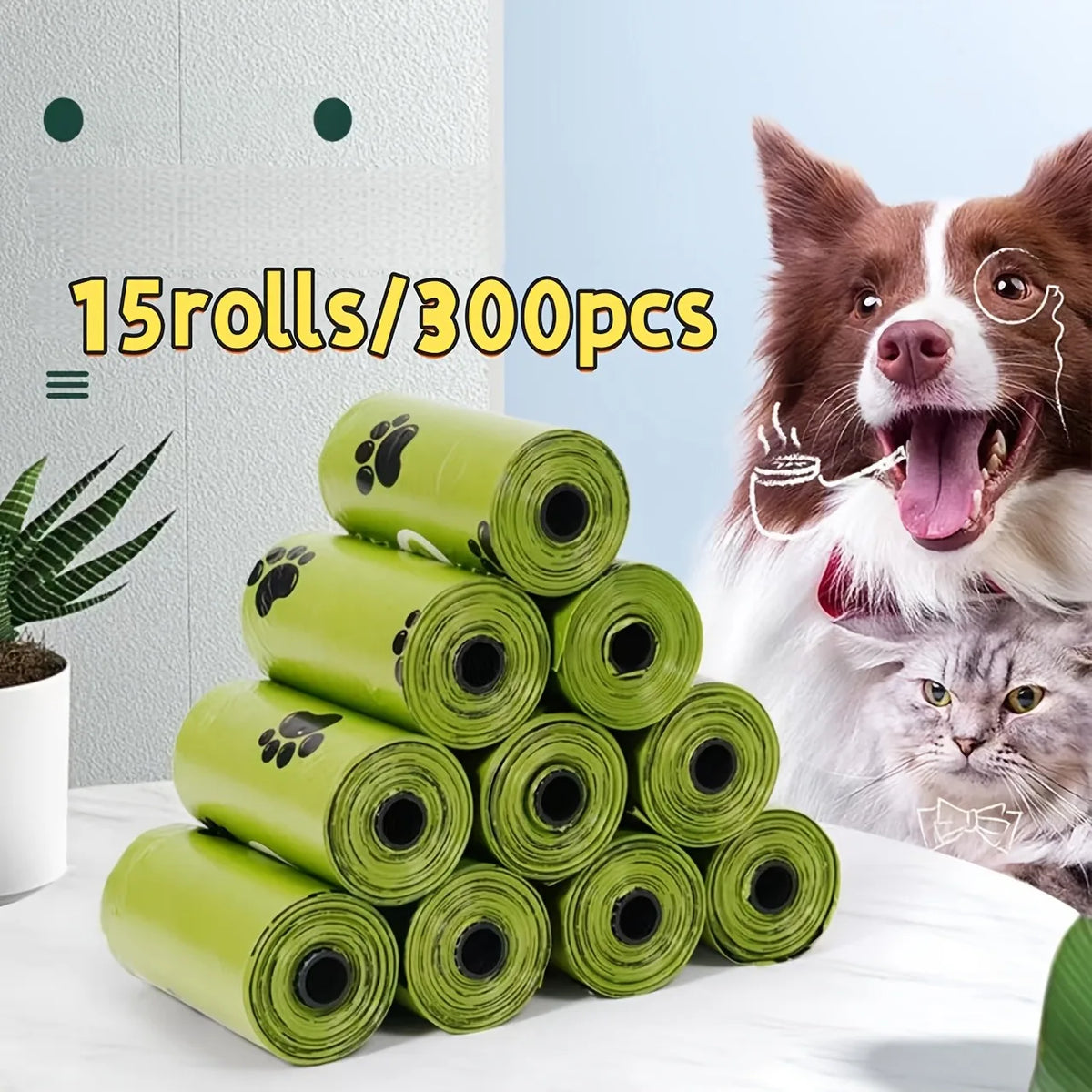 Dog Poop Bags Refill Rolls - 15 Bags per Roll, 2 to 40 Roll Packs