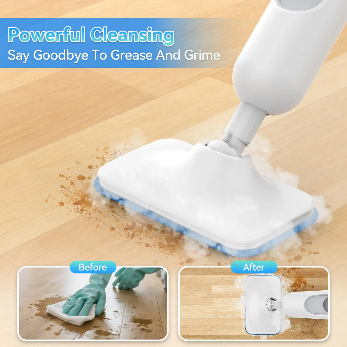 PureSteam™ 6-in-1 Steam Mop | High Temp Steam Cleaner for Hard floors, Tile, laminent, kitchens & Carpet