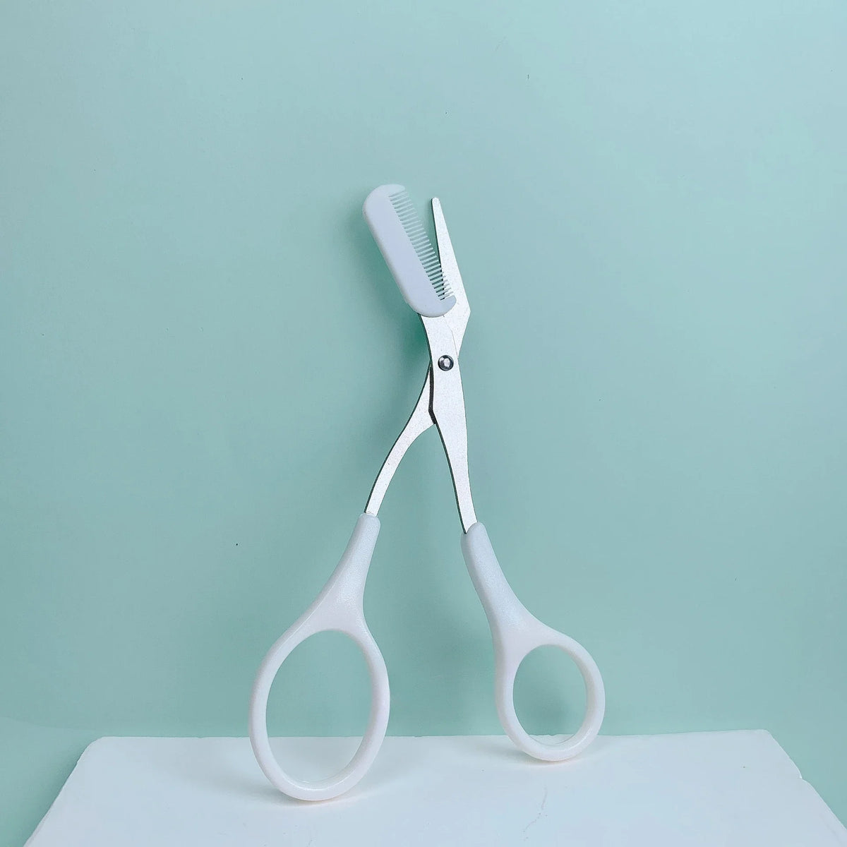 Eyebrow Trimming Scissors with Built-In Comb — Stainless Steel Grooming Tool