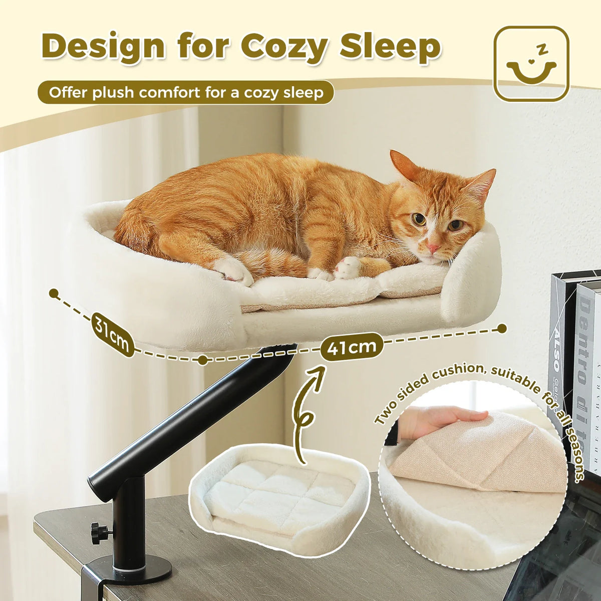 Lit Perchoir Chat 360° Rotatif – Support Bureau Confortable