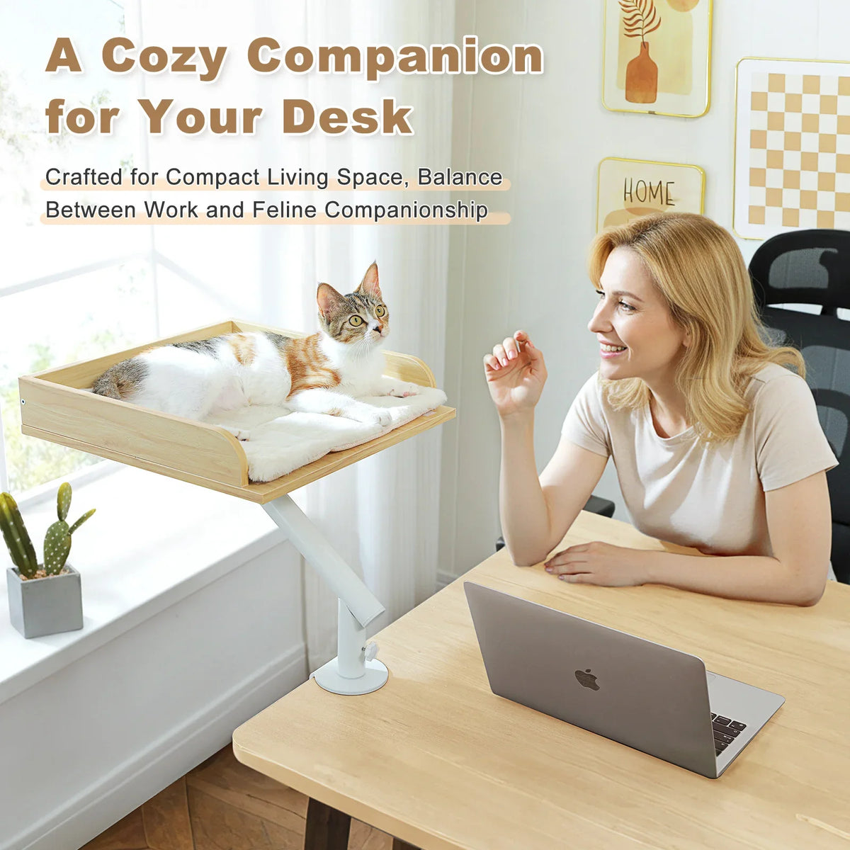 Lit Perchoir Chat 360° Rotatif – Support Bureau Confortable