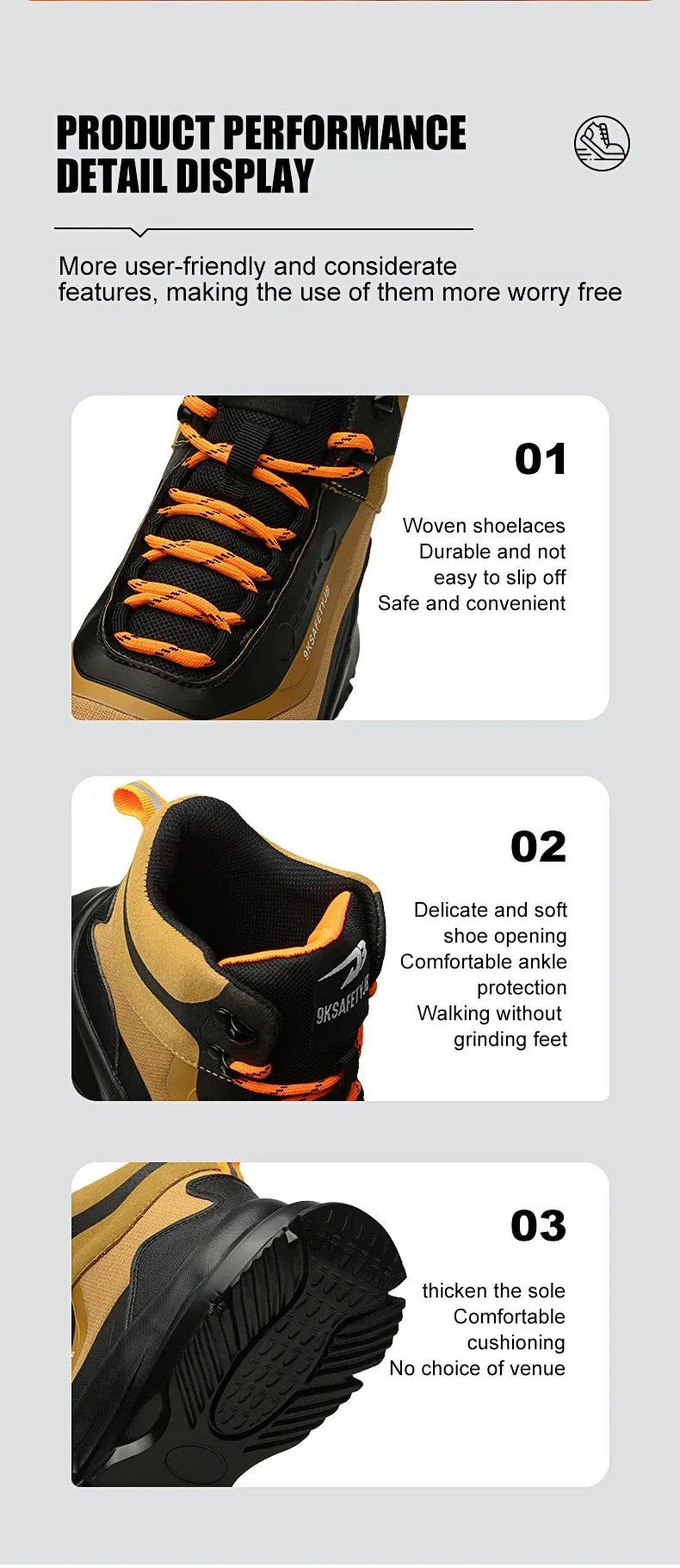 Outdoors Indestructible Shoes Work Boots Steel Toe Shoes Men Safety