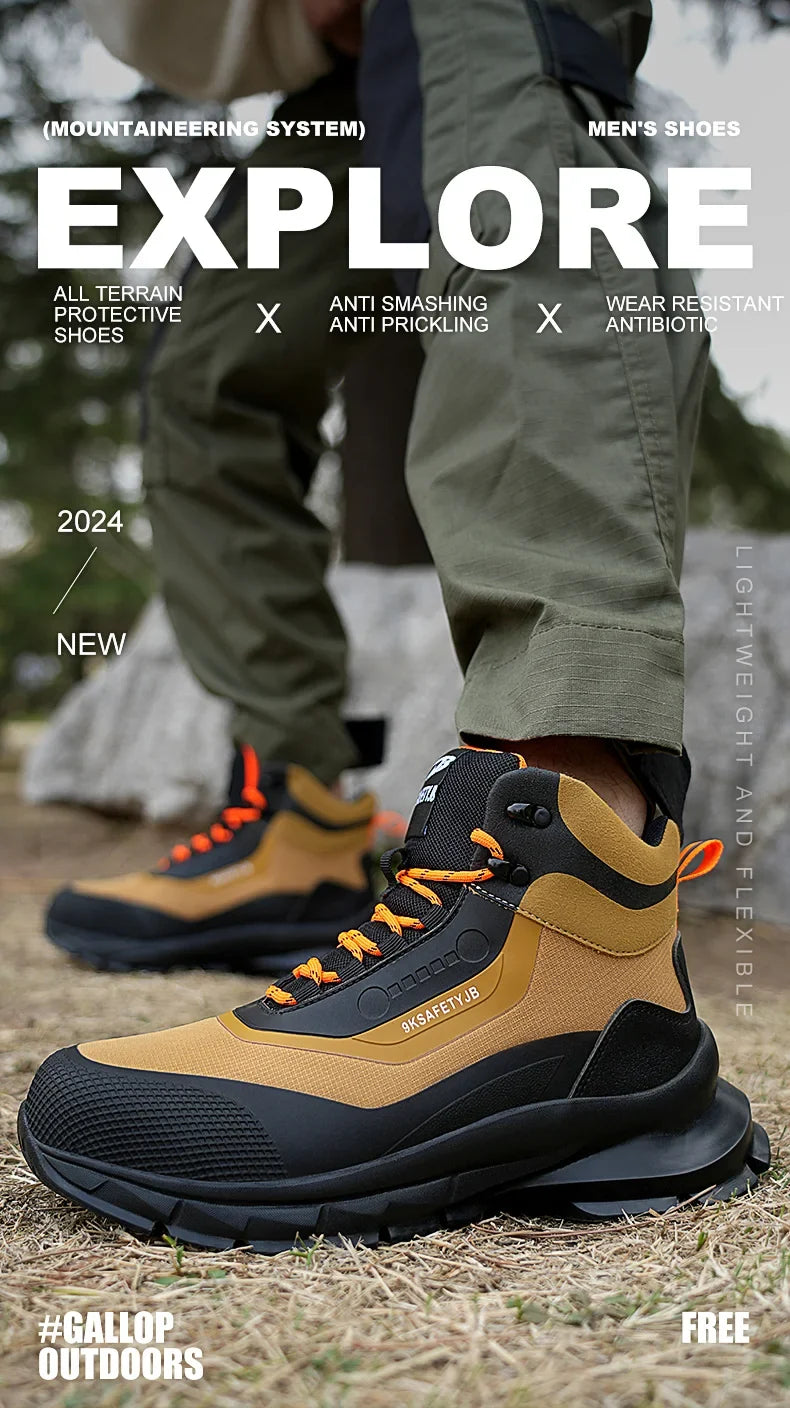 Outdoors Indestructible Shoes Work Boots Steel Toe Shoes Men Safety