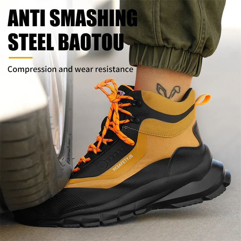 Outdoors Indestructible Shoes Work Boots Steel Toe Shoes Men Safety