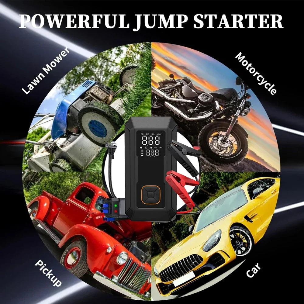 Car Jump Starter with Air Pump 4000A Jump Starter &150PSI Air Compressor, Portable Auto Power Banlk ,Tire Inflator, LED Light