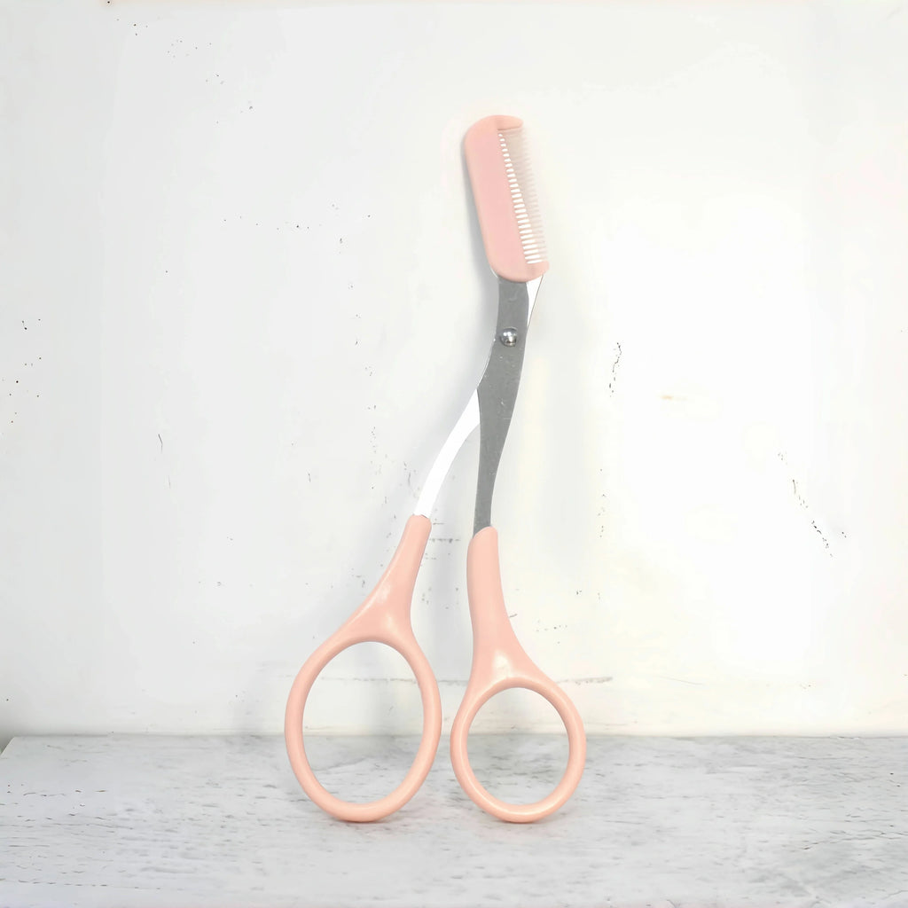 Eyebrow Trimming Scissors with Built-In Comb — Stainless Steel Grooming Tool