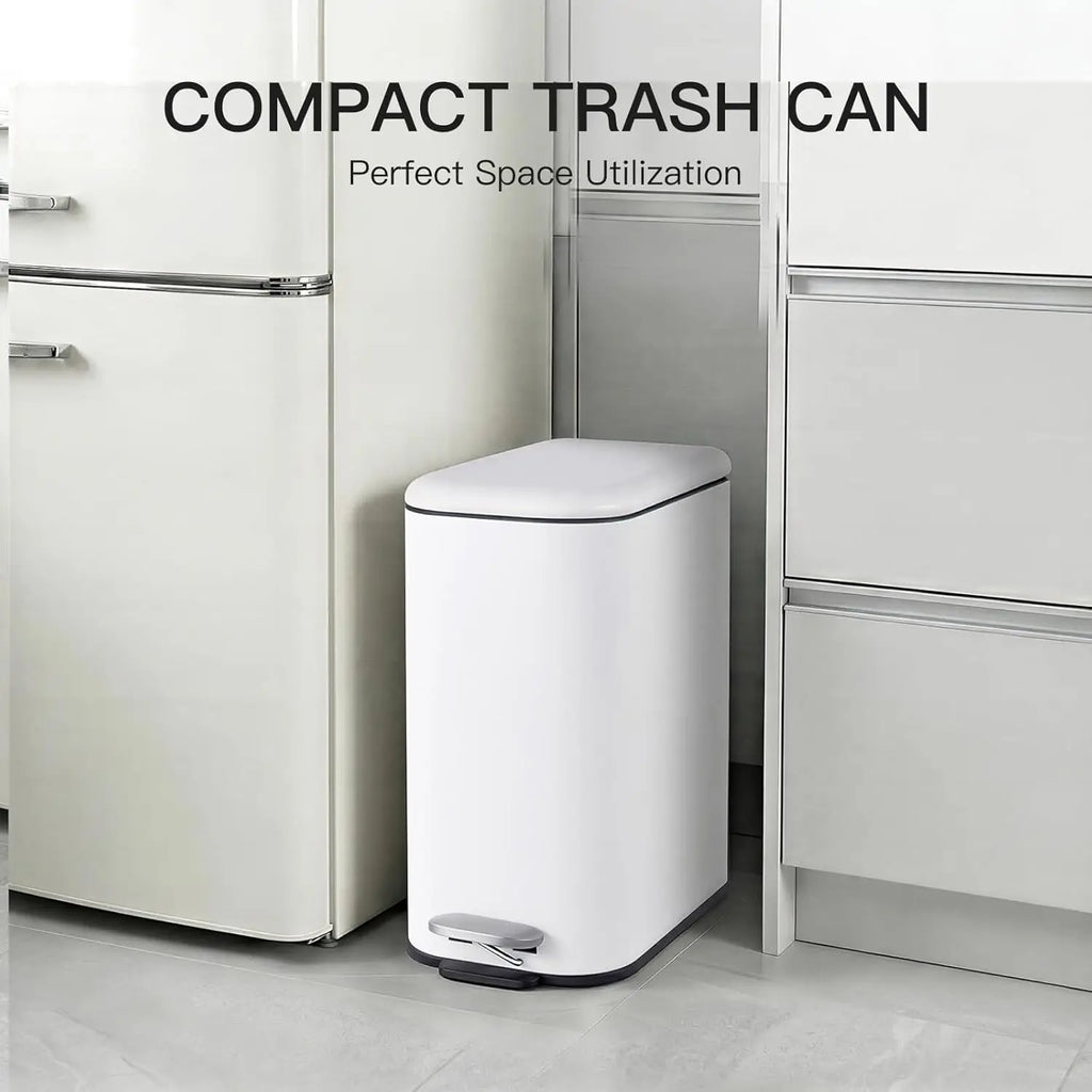 Slim Trash Can, Step Garbage Can Stainless Steel Recycling Bin Waste Container with Removable Inner Bucket for Kitchen, Bathroo