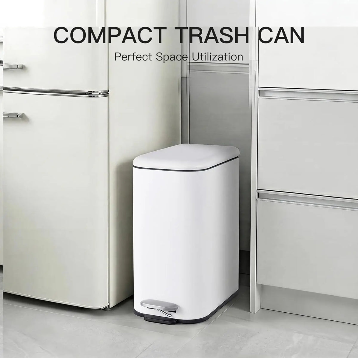Slim Trash Can, Step Garbage Can Stainless Steel Recycling Bin Waste Container with Removable Inner Bucket for Kitchen, Bathroo