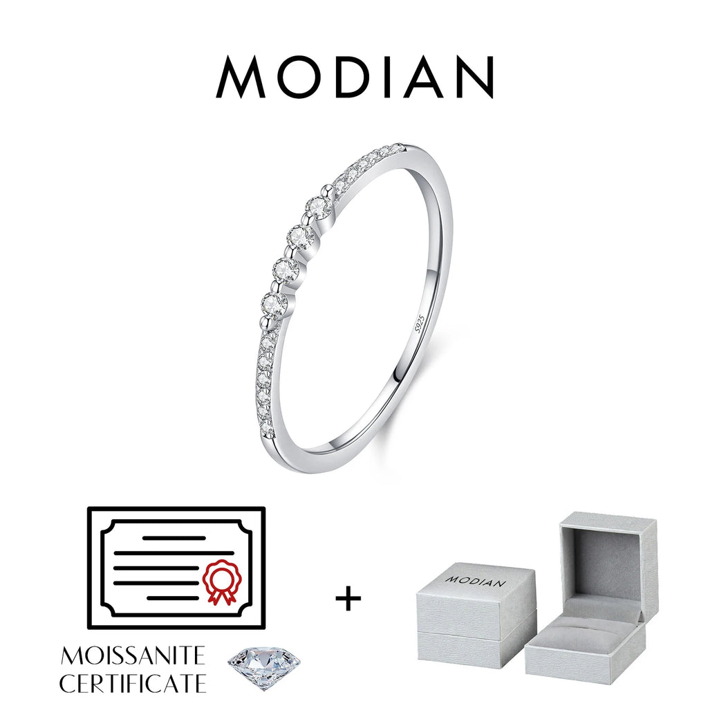 MODIAN Moissanite Rings 925 Sterling Silver Minimalist Lab Diamond Thin Ring Stackable Daily Wear Ring For Women Fine Jewelry