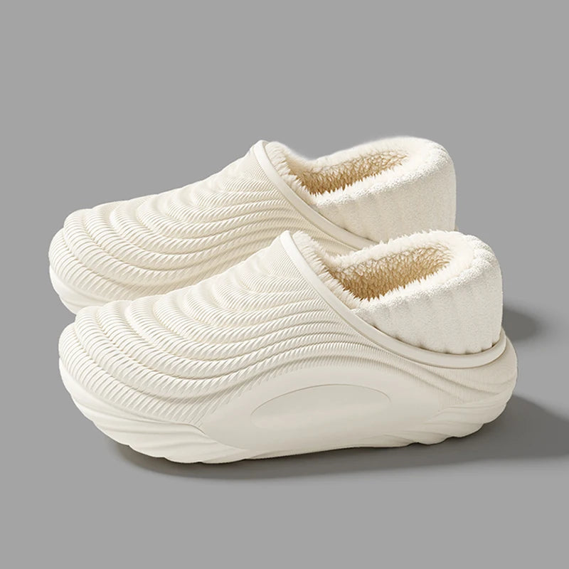 Women's Chunky Platform Slippers - Waterproof Winter Slides