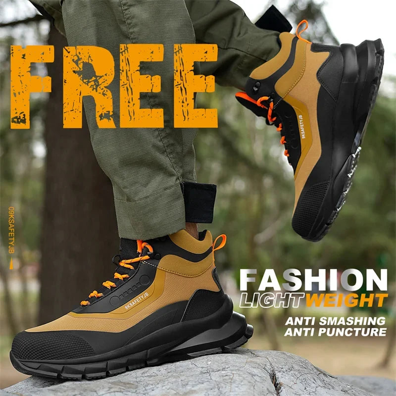 Outdoors Indestructible Shoes Work Boots Steel Toe Shoes Men Safety