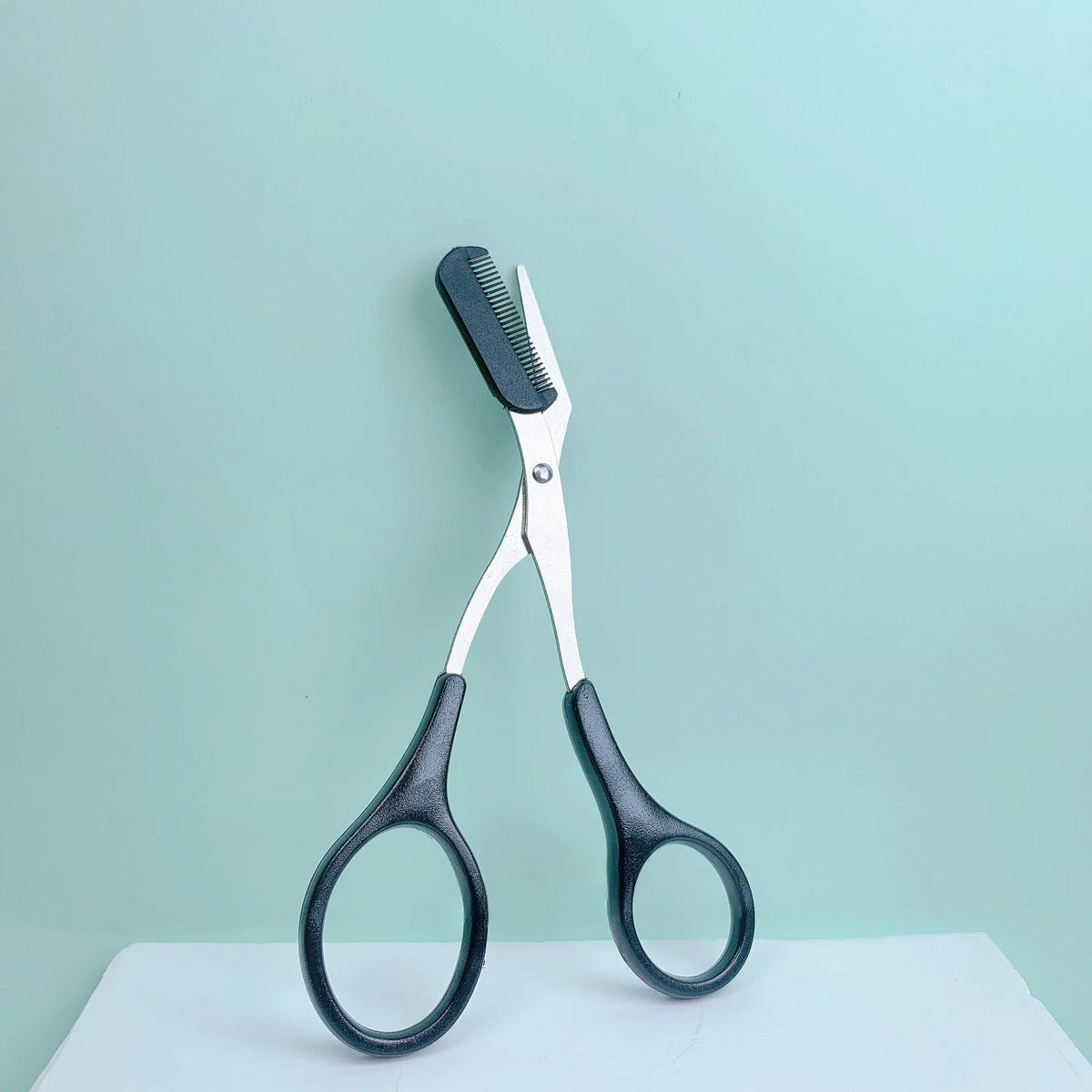 Eyebrow Trimming Scissors with Built-In Comb — Stainless Steel Grooming Tool