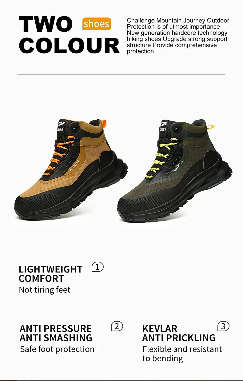 Outdoors Indestructible Shoes Work Boots Steel Toe Shoes Men Safety