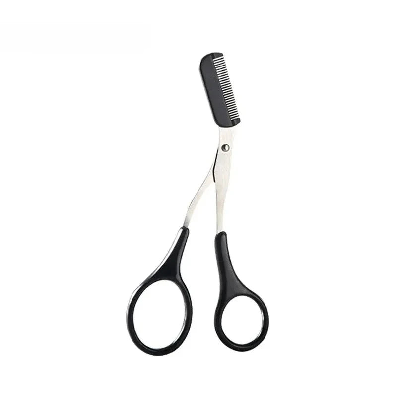Eyebrow Trimming Scissors with Built-In Comb — Stainless Steel Grooming Tool