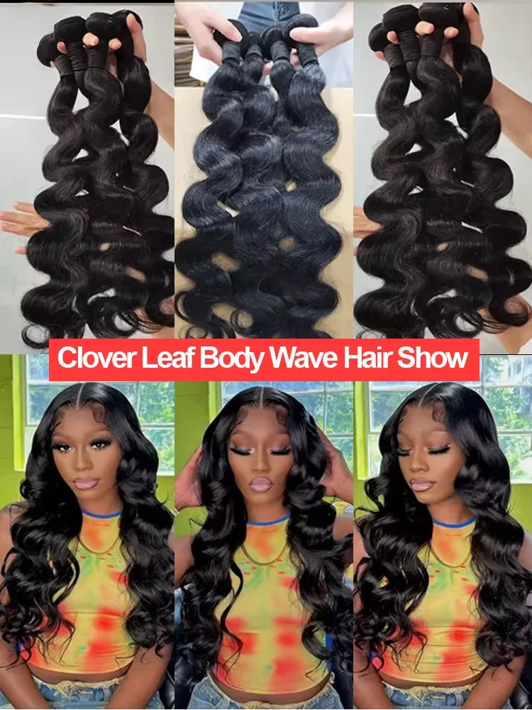 32 32 34 36 38 40 Inch Body Wave Bundle Human Hair Brazilian Hair Natural Black Water Wavy Weave 3/4 Pcs Bundles Extensions For Women Brazilian Remy Unprocessed Human Hair Wavy Double Drawn Bundles Weave Extensions