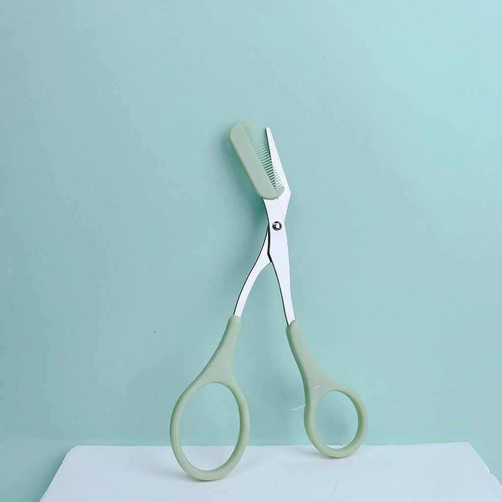 Eyebrow Trimming Scissors with Built-In Comb — Stainless Steel Grooming Tool