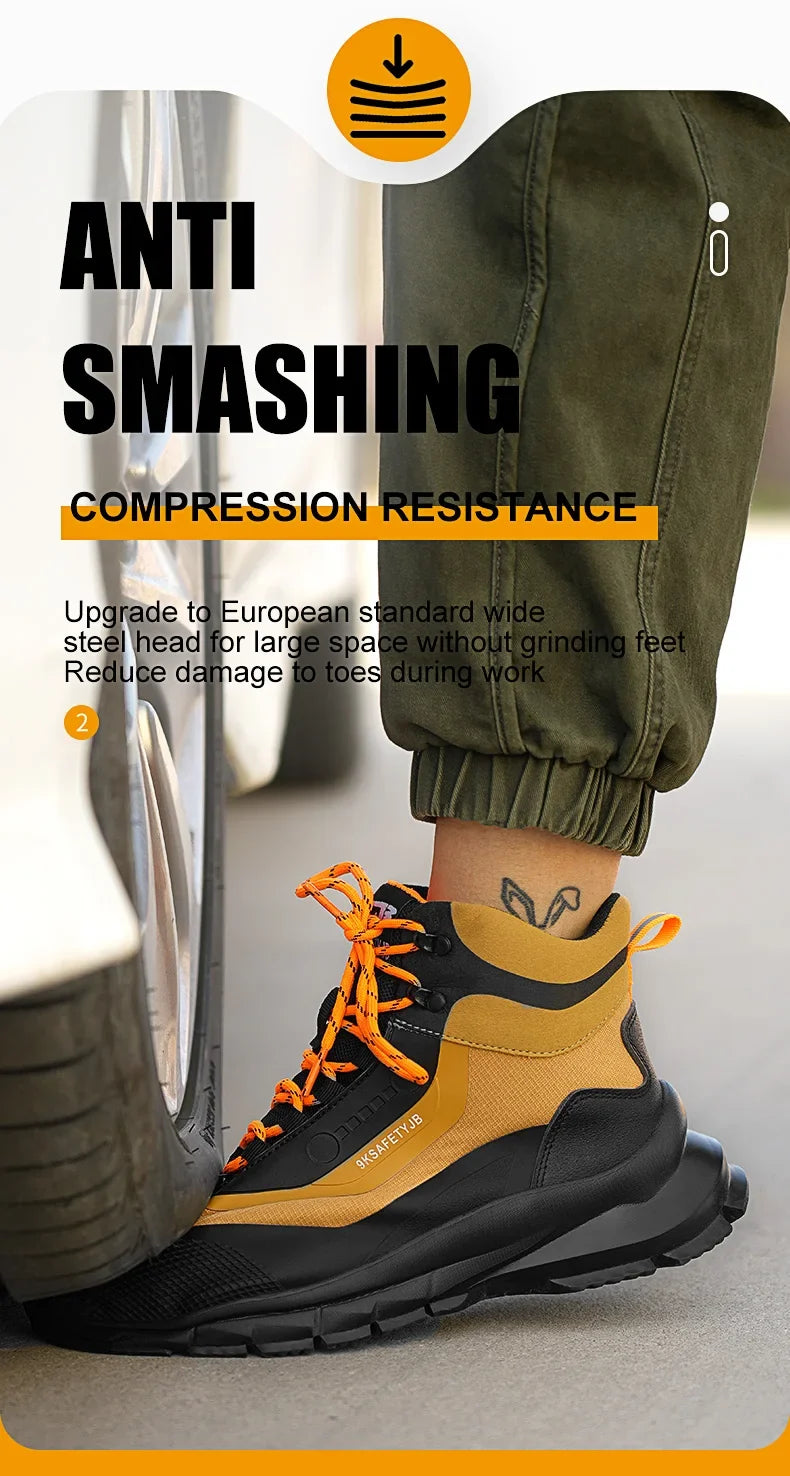 Outdoors Indestructible Shoes Work Boots Steel Toe Shoes Men Safety
