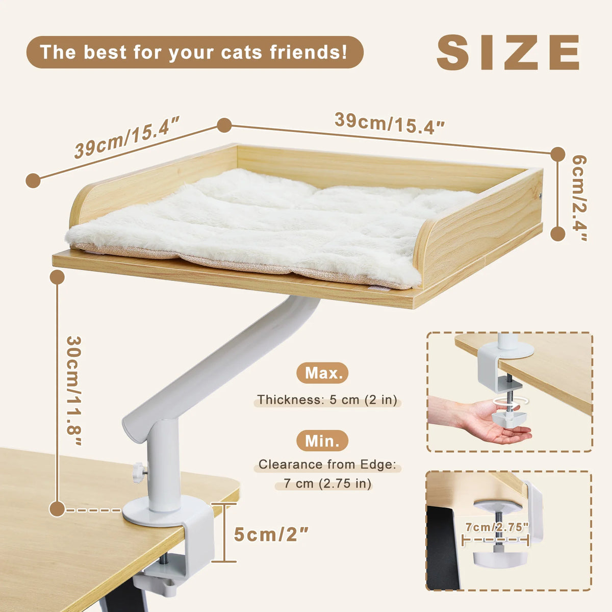 Lit Perchoir Chat 360° Rotatif – Support Bureau Confortable