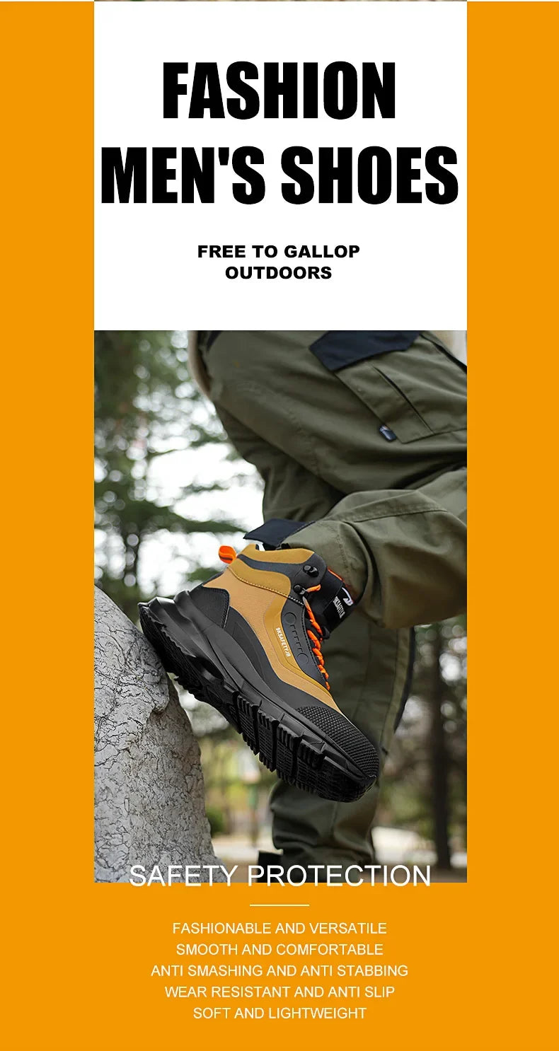 Outdoors Indestructible Shoes Work Boots Steel Toe Shoes Men Safety
