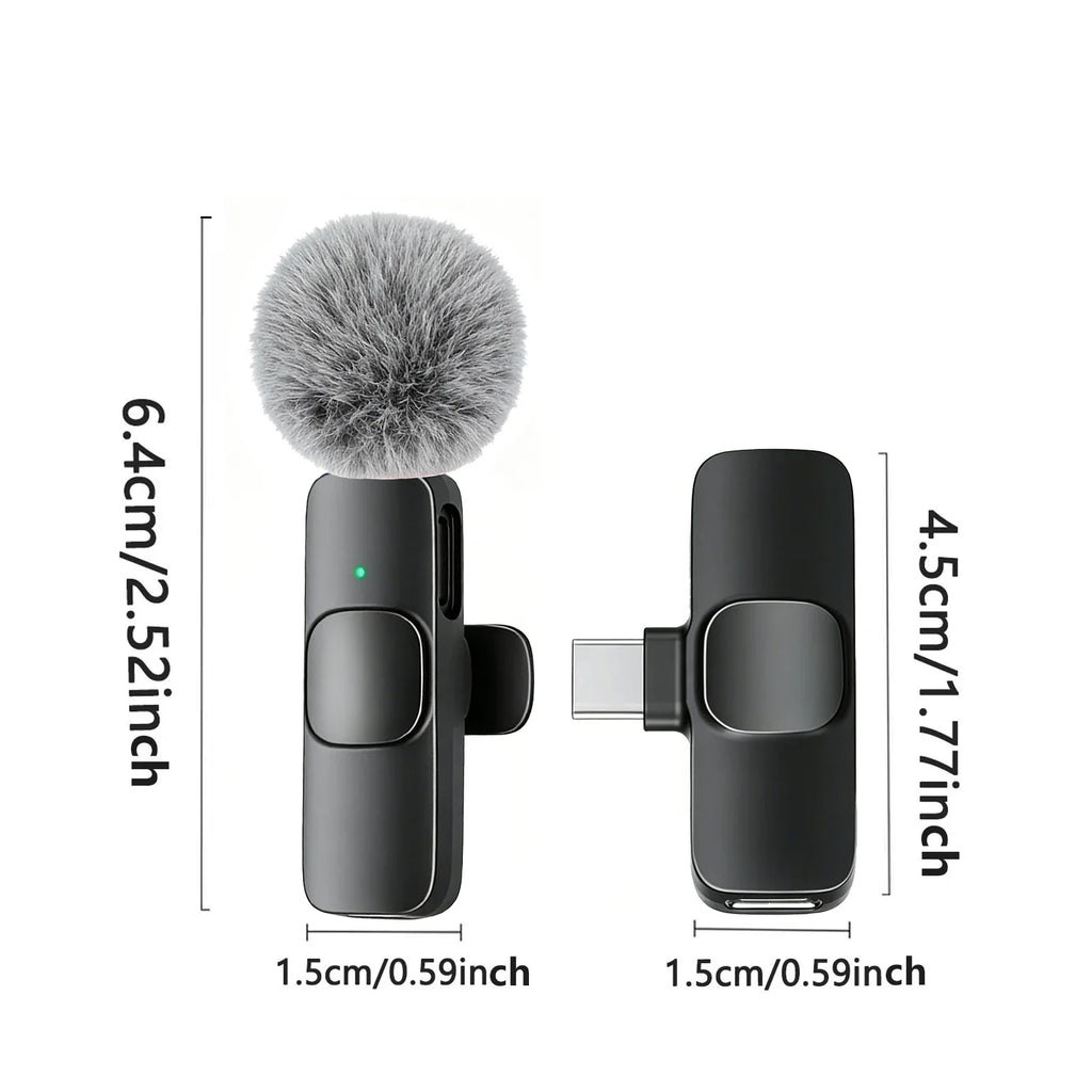USB-C Wireless Lavalier Microphone – Portable Clip-On Travel Mic