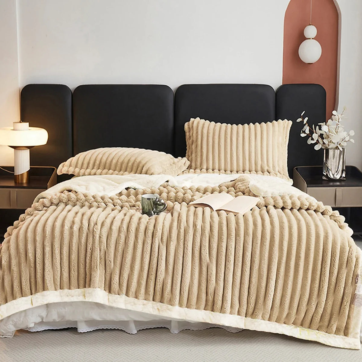 1pc Weighted Fleece Blanket -Soft, Warm, Throw for Bedroom, Living Room, Student Dormitory, Car, Sofa,8lbs With Sherpa