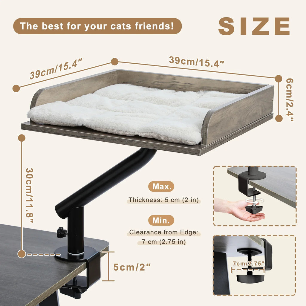 Lit Perchoir Chat 360° Rotatif – Support Bureau Confortable