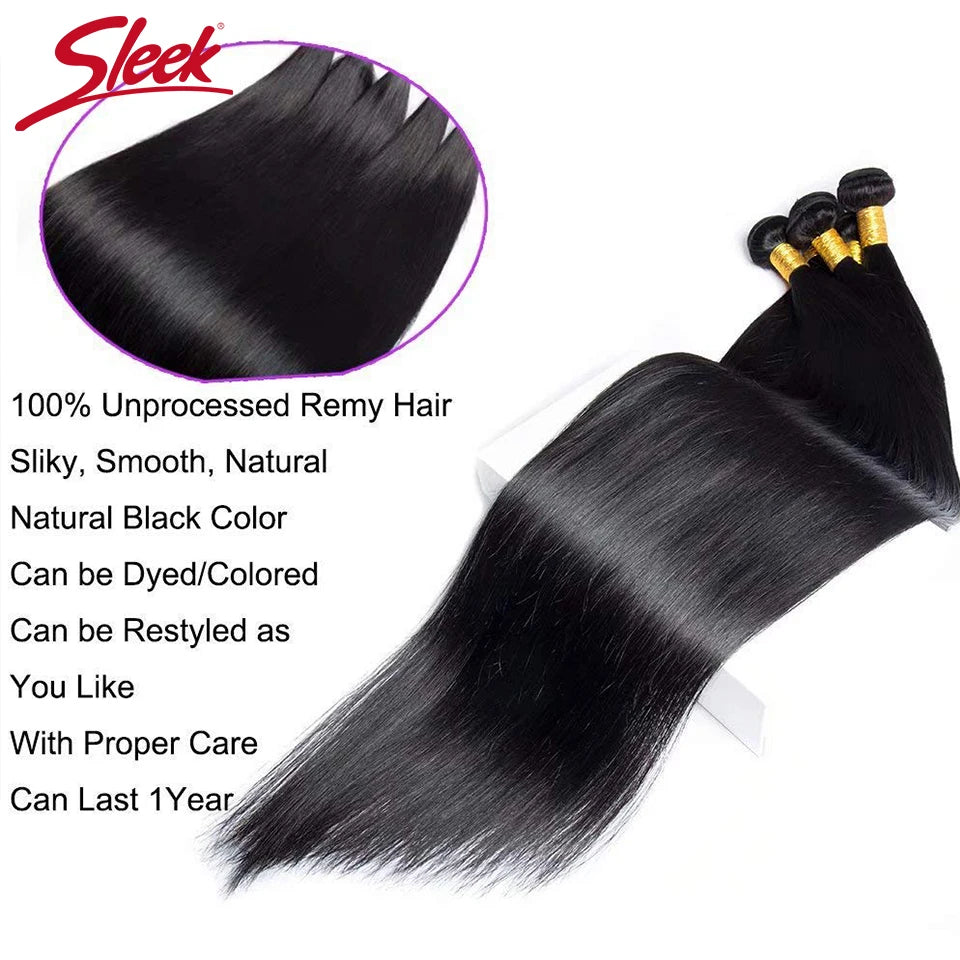 Brazilian Straight Human Hair Bundles – Remy Extensions 8"-30" Natural Black